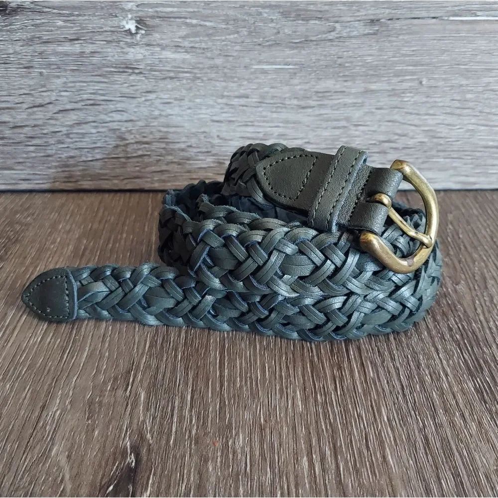 Capezio Braided Woven Leather Belt - Gray - XXL